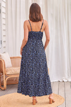 Load image into Gallery viewer, Binky Black/Blue Floral Criss Cross Tie Front Maxi Dress