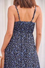 Load image into Gallery viewer, Binky Black/Blue Floral Criss Cross Tie Front Maxi Dress