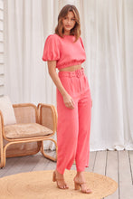 Load image into Gallery viewer, Alina Watermelon Top and Belted Pant Set