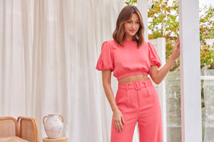 Alina Watermelon Top and Belted Pant Set