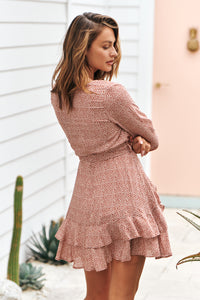 Natura L/Sleeve Cross Over Rust Dress