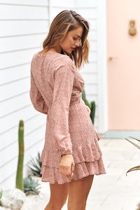 Natura L/Sleeve Cross Over Rust Dress