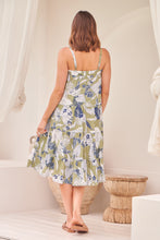 Load image into Gallery viewer, Belle Green/Blue Tropical Print Singlet Dress