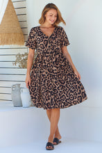 Load image into Gallery viewer, Hudson Leopard Print Button Front Smock Midi Dress