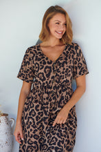 Load image into Gallery viewer, Hudson Leopard Print Button Front Smock Midi Dress