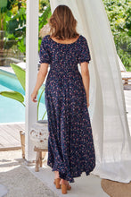 Load image into Gallery viewer, Aaliyah Navy Floral Puff Sleeve Maxi Dress