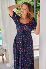Load image into Gallery viewer, Aaliyah Navy Floral Puff Sleeve Maxi Dress