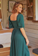 Load image into Gallery viewer, Cora Emerald Linen Tie Maxi Dress