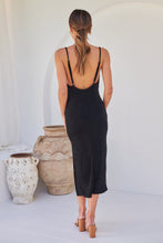 Load image into Gallery viewer, Slinky Black Cowl Neck Evening Dress