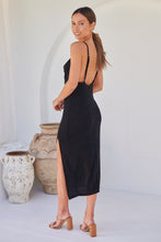 Load image into Gallery viewer, Slinky Black Cowl Neck Evening Dress