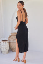 Load image into Gallery viewer, Slinky Black Cowl Neck Evening Dress