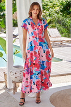 Load image into Gallery viewer, Rai Collared Pink Multi Print Button Front Dress