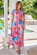 Load image into Gallery viewer, Rai Collared Pink Multi Print Button Front Dress