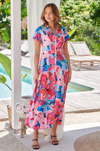 Load image into Gallery viewer, Rai Collared Pink Multi Print Button Front Dress