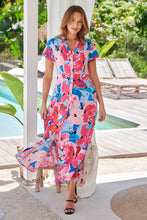 Load image into Gallery viewer, Rai Collared Pink Multi Print Button Front Dress