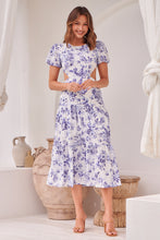 Load image into Gallery viewer, Kai Blue Print Backless Short Sleeve Dress
