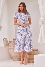 Load image into Gallery viewer, Kai Blue Print Backless Short Sleeve Dress