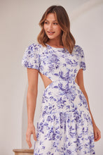 Load image into Gallery viewer, Kai Blue Print Backless Short Sleeve Dress