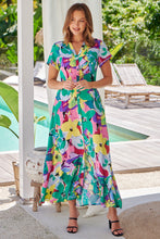 Load image into Gallery viewer, Rai Collared Green/Lime/Pink Printed Button Front Dress