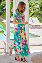 Load image into Gallery viewer, Rai Collared Green/Lime/Pink Printed Button Front Dress