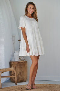 Nia Tiered Cream Linen Smock