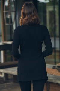 Sylvia Black Drape Tie Waist Cardigan