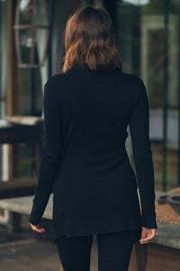 Sylvia Black Drape Tie Waist Cardigan