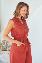 Load image into Gallery viewer, Alma Midi Rust Linen Look Zip Front Dress