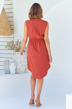 Load image into Gallery viewer, Alma Midi Rust Linen Look Zip Front Dress