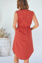 Load image into Gallery viewer, Alma Midi Rust Linen Look Zip Front Dress