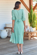 Load image into Gallery viewer, Elloise Green 3/4 Length Sleeve Wrap Maxi Dress