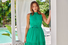 Load image into Gallery viewer, Terra S/less Tiered Green Midi Dress