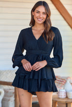 Load image into Gallery viewer, Minerva Layered Cross over Black Long Sleeve Playsuit