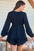 Load image into Gallery viewer, Minerva Layered Cross over Black Long Sleeve Playsuit