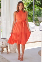 Load image into Gallery viewer, Terra S/less Tiered Coral Midi Dress