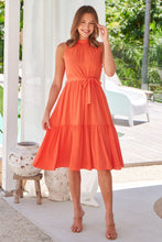 Load image into Gallery viewer, Terra S/less Tiered Coral Midi Dress