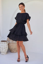 Load image into Gallery viewer, Brooklyn Frill Sleeve Black Linen Dress