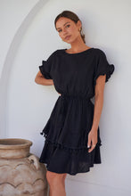 Load image into Gallery viewer, Brooklyn Frill Sleeve Black Linen Dress