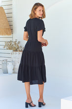 Load image into Gallery viewer, Adeline Black Cross Over Side Tie Maxi Dress