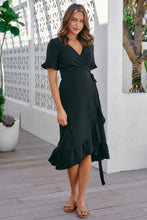 Load image into Gallery viewer, Suzie Cross Over Black Wrap Dress
