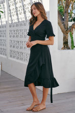 Load image into Gallery viewer, Suzie Cross Over Black Wrap Dress