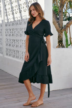 Load image into Gallery viewer, Suzie Cross Over Black Wrap Dress