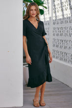 Load image into Gallery viewer, Suzie Cross Over Black Wrap Dress