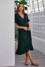Load image into Gallery viewer, Suzie Cross Over Black Wrap Dress