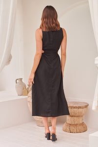 Jackson Black Faux Linen Cutout Dress