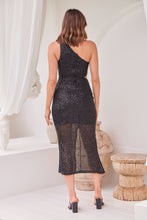 Load image into Gallery viewer, Stacey One Shoulder Black Sequin Evening Dress