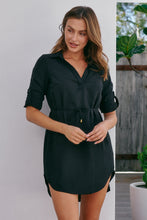 Load image into Gallery viewer, Squire Black Long Sleeve Shirt Dress