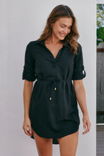 Load image into Gallery viewer, Squire Black Long Sleeve Shirt Dress