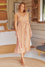 Load image into Gallery viewer, Pepper Tan Animal Print Tie Waist Maxi Dress
