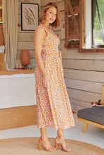 Load image into Gallery viewer, Pepper Tan Animal Print Tie Waist Maxi Dress